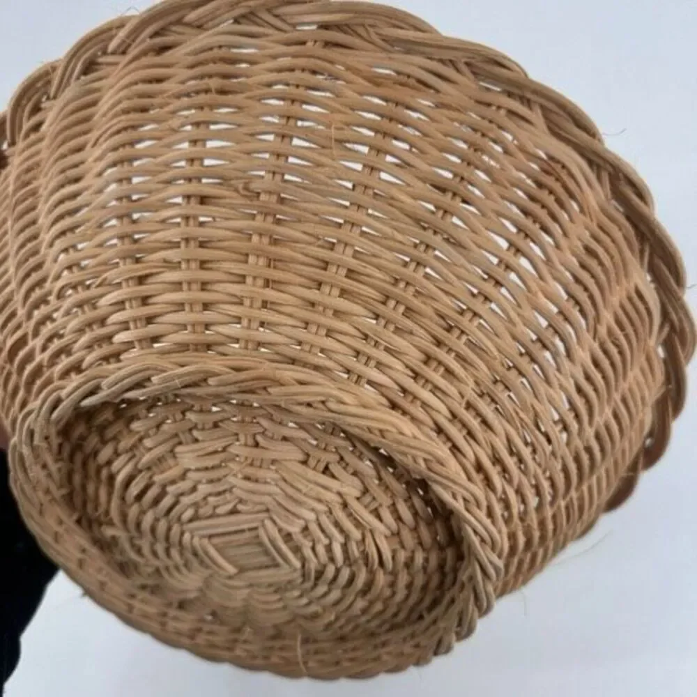 Vintage Large Wicker Rattan Woven Basket Fruit Bowl Farmhouse Adirondack‎ Camp